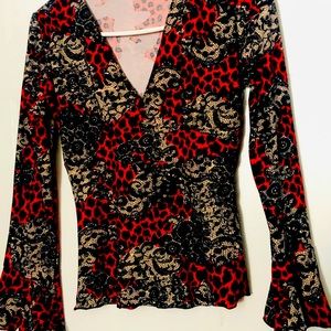 Red Leopard blouse size small